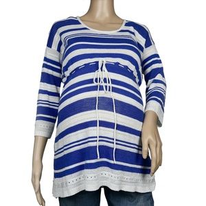 Medium Blue and White Striped Motherhood Shirt